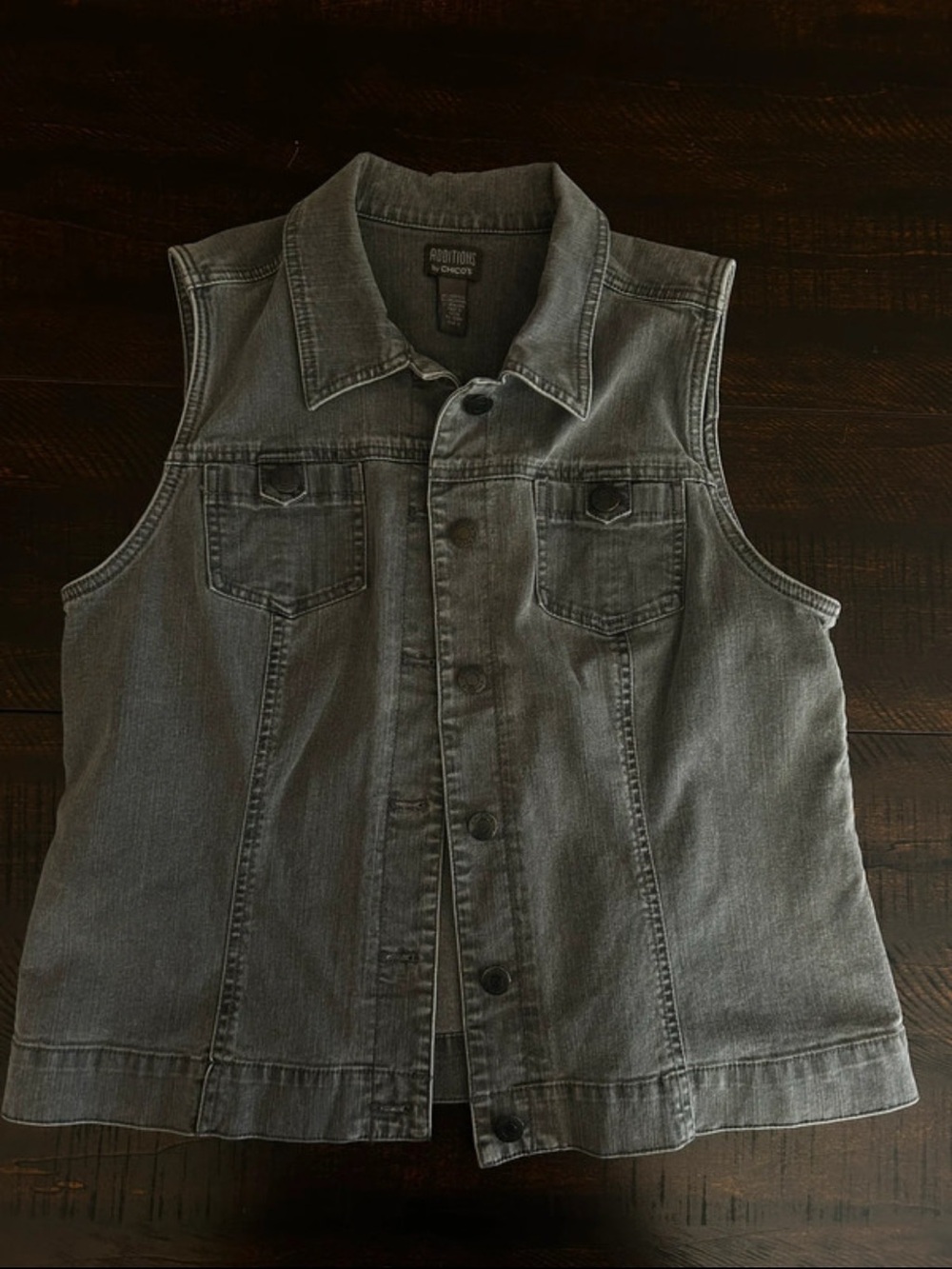 Chico's Sleeveless Denim Vest in Gray